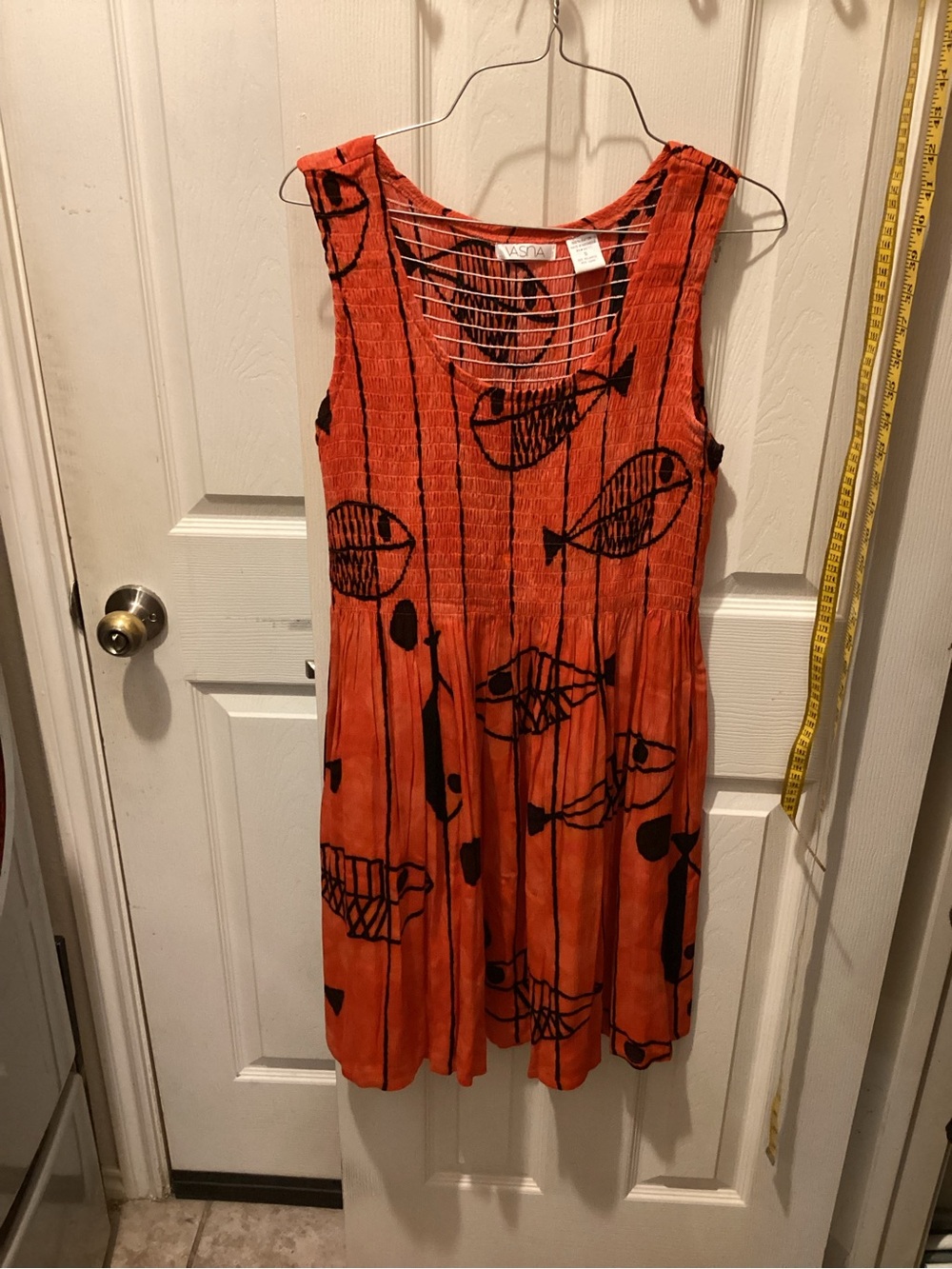 Vasari Orange Sleeveless Fish-Print Summer Dress